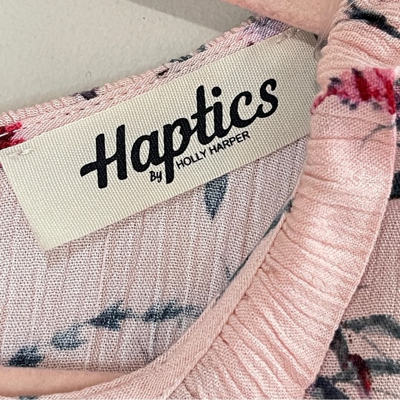 HAPTICS Pink Floral Double Ruffle Flutter Sleeve Blouse, Small - Picture 6 of 8